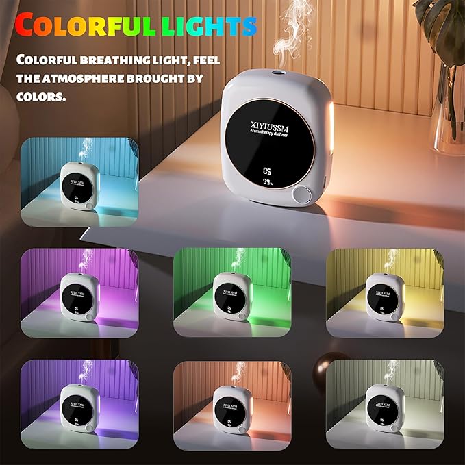 Waterless Essential Oil Diffuser for Home Office Travel Ultrasonic Aromatherapy Small Cordless Diffuser with 7 Mist Modes for Bedroom Bathroom Hotel Car Portable Air Freshener & Scent Machine
