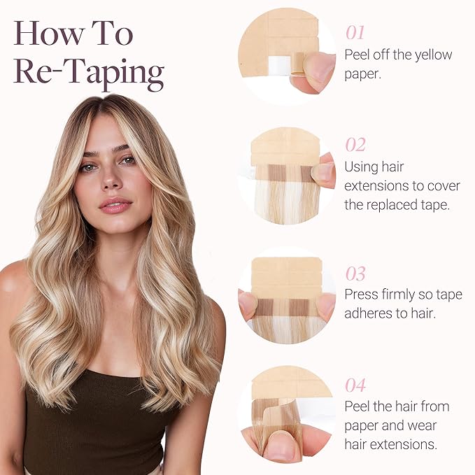 GOO GOO Tape in Hair Extensions Human Hair, 18F/60A Balayage Light Wheat Platinum Blonde, 20inch 50g 20pcs, Skin Weft Seamless Invisible, Silky Straight with Thick Ends, Remy Human Hair