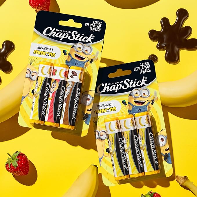 ChapStick Lip Balm, Minions Banana Variety Pack (9 Sticks), Party Favors for Kids, Stocking Stuffers, 0.15 Oz Ea