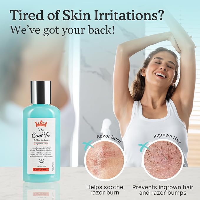 Shaveworks The Cool Fix Aftershave for Women: Pubic Hair Removal, Razor Bumps, Razor Burns, Ingrown Hair Treatment – After Shaving Post Waxing Bikini Area Moisturizing Skin Care Gel 2 Fl Oz