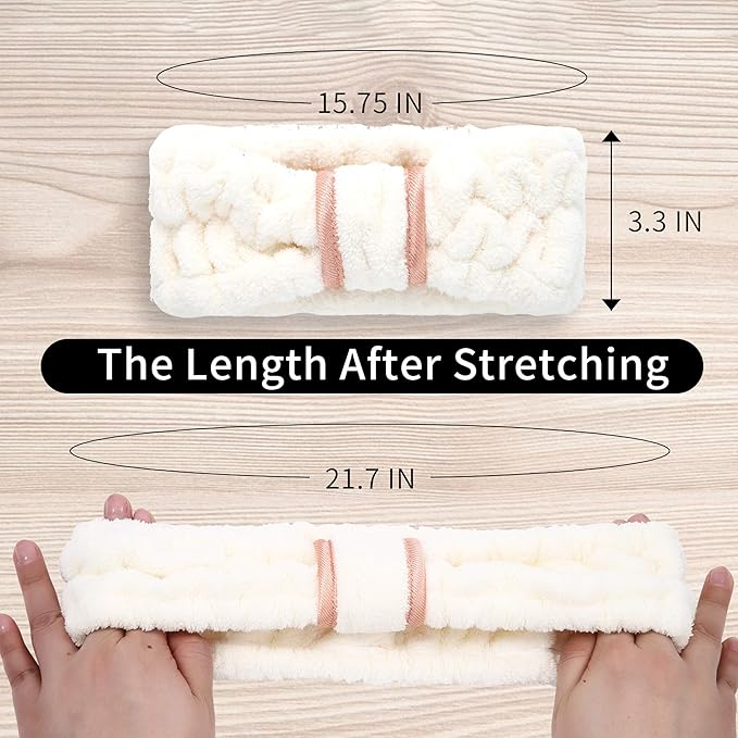 3 Pack Women's Spa Microfiber Skincare Headbands for Face Washing, Makeup Removal and More (Pink, White, Black)