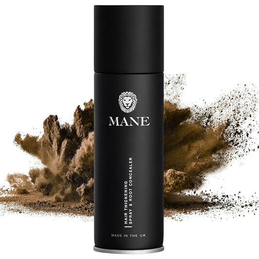Mane Hair Thickening Spray & Root Touch Up, Instantly Thicker Hair for Men & Women, Fill in Hairlines and Hide Thinning and Fine Patches - Medium Brown, 12 Colors (6.76 oz)