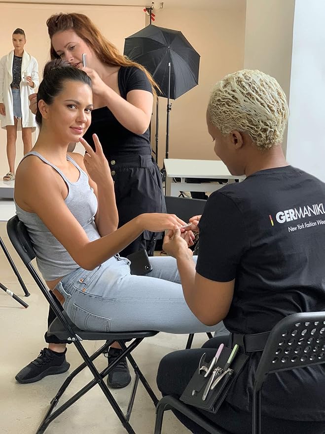 GERMANIKURE Gray Crystal Glass Nail File Set in Purple Suede Case – Handmade in Czech Republic – Professional Manicure & Pedicure Supplies – Glass Cuticle Stick, Pusher, Moon File