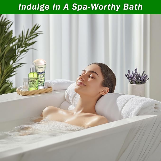 Spa Gift Baskets For Women - Luxury Bath Set With Green Tea & Lemongrass - Spa Kit Includes Body Wash, Bubble Bath, Lotion, Body Butter, Soap, Shower Puff, and Towel
