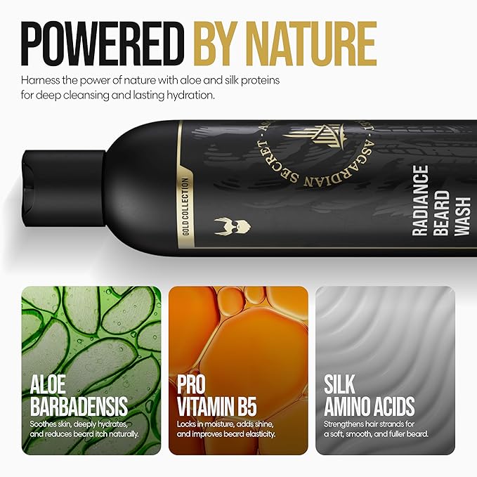 The Beard Struggle Radiance Beard Wash – Gold Collection, Valhalla’s Gates – Cleanse, Nourish & Soften – Beard Cleanser for Men (8 fl oz)