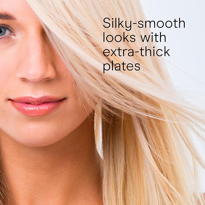 Conair Double Ceramic Flat Iron, 1½-inch Flat Iron, 5 Heat Settings Up to 410°F, Extra-Wide Floating Plates, For All Hair Types and Textures, White