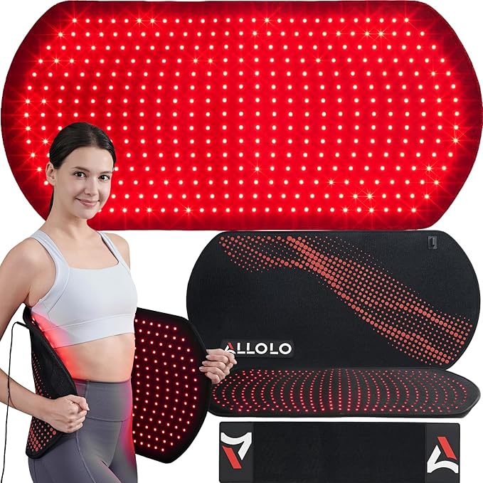 ALLOLO Red Light Therapy for Body, 32.7"*15.7" Large Infrared Light Therapy with Timer, 405pcs 3-in-1 LEDs 660nm&850nm Red Light Therapy Mat for Back Belly Knee Shoulder Leg(with Storage Bag&Glasses)