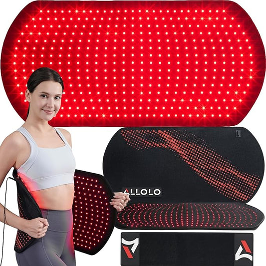 ALLOLO Red Light Therapy for Body, 32.7"*15.7" Large Infrared Light Therapy with Timer, 405pcs 3-in-1 LEDs 660nm&850nm Red Light Therapy Mat for Back Belly Knee Shoulder Leg(with Storage Bag&Glasses)