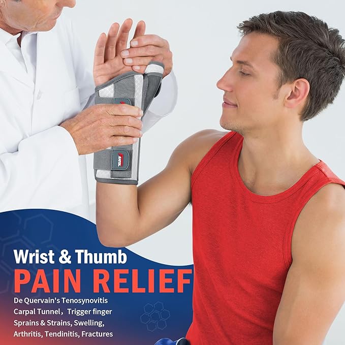 FEATOL Carpal Tunnel Wrist Brace Night Support, Thumb Spica Splint Right Hand for De Quervains Tenosynovitis, Tendonitis, Wrist Brace With Thumb Support-Small/Medium-Women & Men, Pink