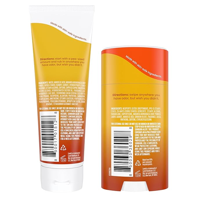 Lume Whole Body Deodorant - Invisible Cream Tube and Solid Stick - 72 Hour Odor Control - Aluminum Free, Baking Soda Free, Skin Safe - 3.0 Ounce 2.6 Ounce Bundle (Toasted Coconut)