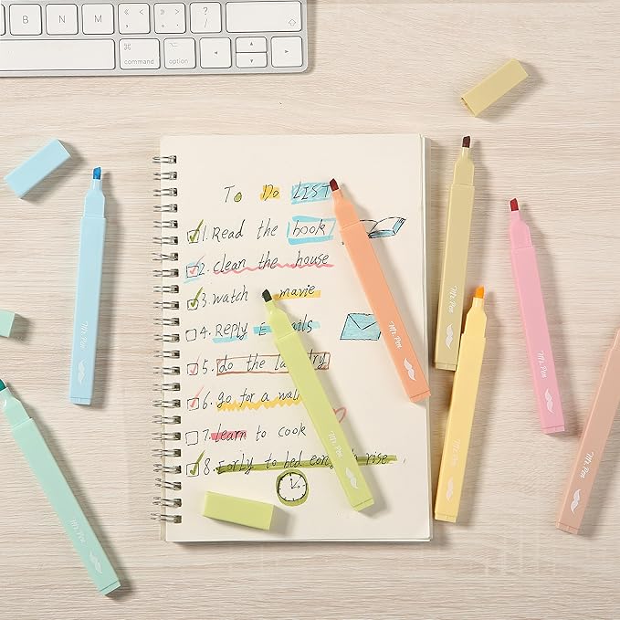 Mr. Pen- Aesthetic Highlighters, 8 Pcs, Chisel Tip, Pastel Colors, Cute Assorted Colors, Bible Highlighters and Pens No Bleed for Bible Pages