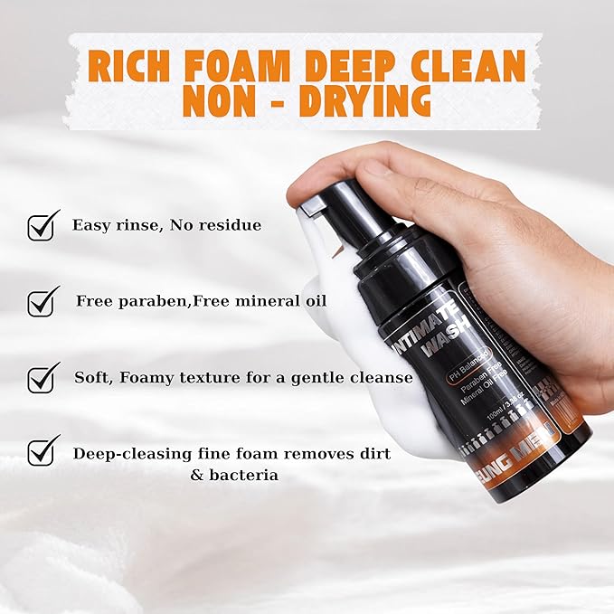 Intimate Wash for Men Combo Pack of 2 | Foaming Cleanser with Green Tea & Orange Oil | pH Balanced | Natural Ingredients | Cool, refreshing feeling | 6.67 fl oz Total | 2 pc Gift Set