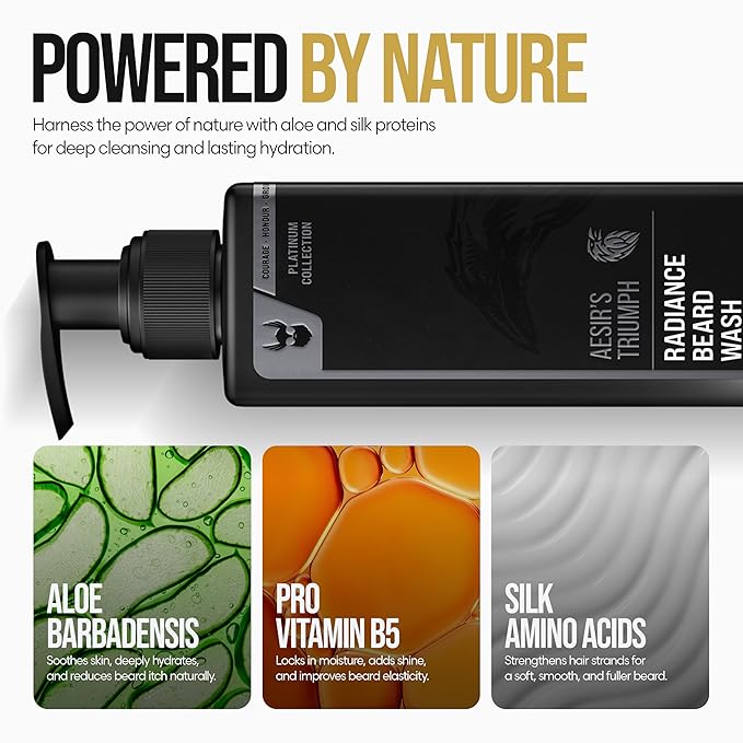 The Beard Struggle Radiance Beard Wash – Platinum Collection, Vanir’s Wisdom – Cleanse, Nourish & Soften – Beard Cleanser for Men (8 fl oz)