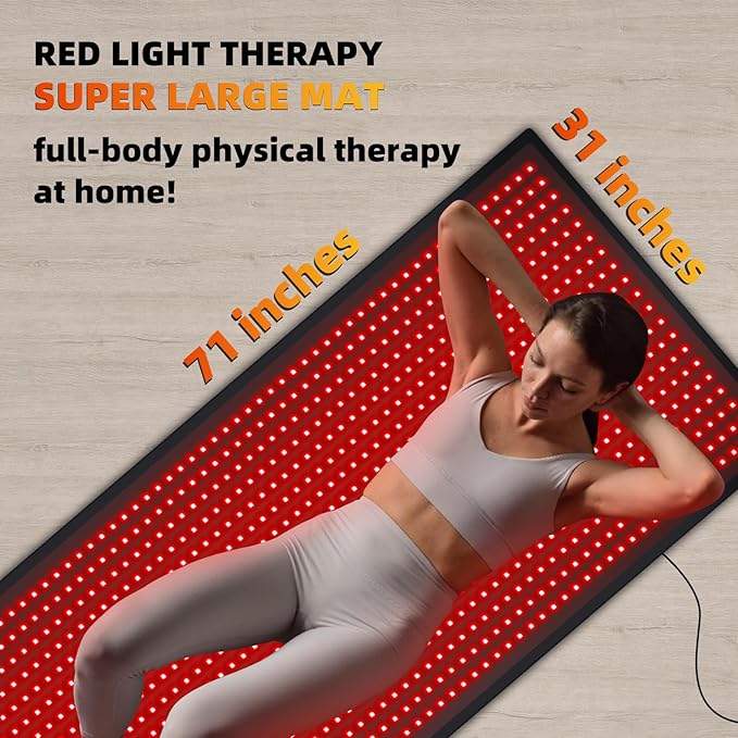 Red Light Therapy Mat Full Body, 71"x31" Red Light Blanket Infrared Light Therapy Heating Pad Super Large 1280 LEDs 660nm&850nm for Whole Body Pain Relief, Body Relax, Energy Recovery, Joint Repair