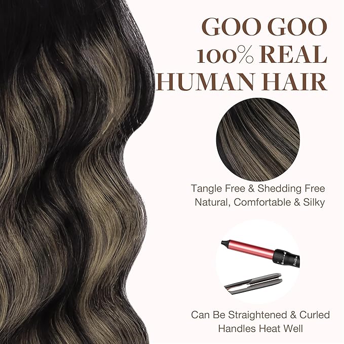GOO GOO Tape in Hair Extensions Human Hair, 1B/19/1B Natural Black to Light Blonde, 22inch 50g 20pcs, Skin Weft Seamless Invisible, Silky Straight with Thick Ends, Remy Human Hair