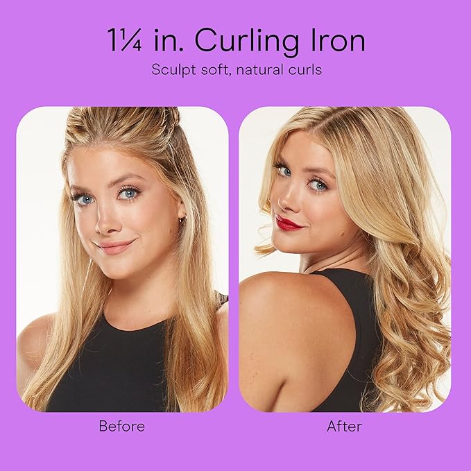 Conair Double Ceramic 1 ¼-Inch Curling Iron, 1 ¼-Inch Barrel Creates Loose Curls, Hair Curler for Use on Medium & Long Hair, White/Rose Gold