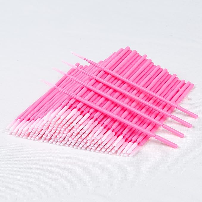 i-Laesh 200 pcs Micro Brushes - Microswabs for Eyelash Extensions - Applicators Brush for Lash Mascara Wand, Eye Dental Lashes, Eyebrow, and Personal Care - Pink (Replacement - Pro Grip)