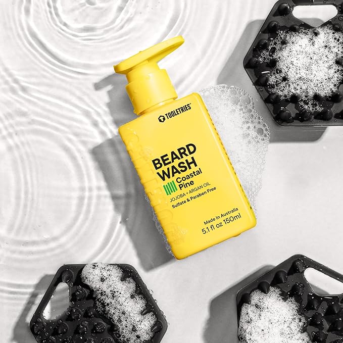 TOOLETRIES Hydrating Men’s Beard Wash - Coastal Pine Scent - Sulfate & Paraben Free - Moisturising with Jojoba & Argan Oil - 5.1 fl oz (150ml)