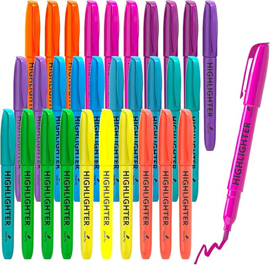 Lelix 30 Pack Highlighters, 10 Bright Colors, Chisel Tip, Quick Drying for Back to School, Office, Home, ideal for Highlighting Underlining