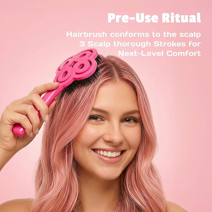 SIMETRA Lucky Hair Brush for Women, 14K Gold Plated Wet Brush Detangling Brush for All Hair Types, Natural Crystal Inlay Boar Bristle Hair brush, Curly Detangler HairBrush for Scalp Massage Gift