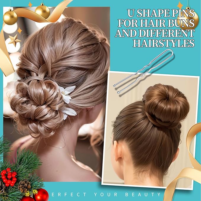 Teenitor 300pcs Silver Bobby Pins Hair Pins Kit, 100pcs Bobby Pins 100 Hair Pins for Women for Buns, 100pcs Hair Bands, 2" 2.36", Silver Bobb y Pins for Gray Hair 2" 2.75"