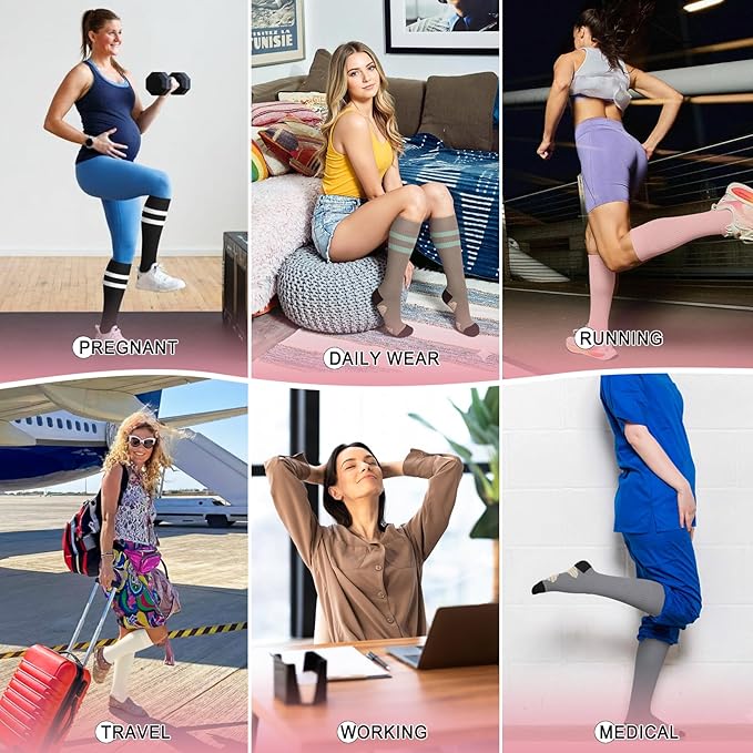 Iseasoo 4 Pairs Compression Socks for Women Circulation-Best Support for Nurses,Running,Athletic,Travel