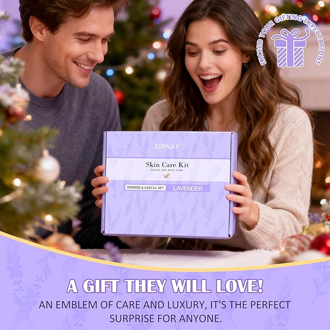 Valentines Day Gifts for Women, Spa Gifts Basket for Women, 21pcs Lavender Bath and Body Gift Basket, Self Care Gifts, Facial Skin Care Set, Birthday Gifts for Mom, Wife, Girlfriend, Sister