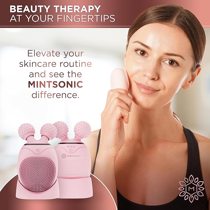Face Roller for Wrinkles and Lifting Alternative - Silicone Face Scrubber Exfoliator, Electric Facial Massage Tool, Premium Lymphatic Drainage Massager for Chin, Neck and More, Face Cleanser Brush