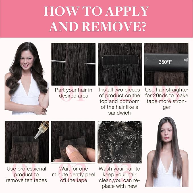 GOO GOO Tape in Hair Extensions Human Hair, 2A Light Brown, 20inch 100g 40pcs, Skin Weft Seamless Invisible, Silky Straight with Thick Ends, Remy Human Hair