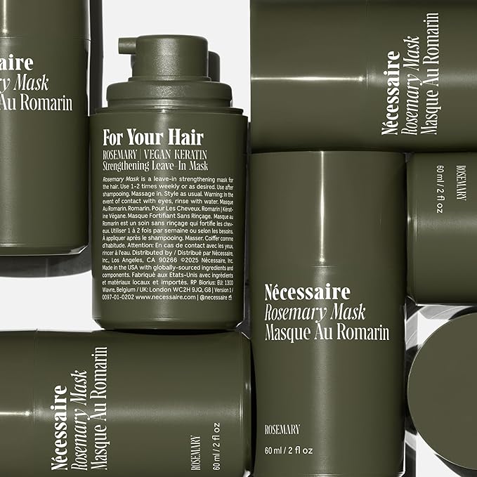 Nécessaire Rosemary Leave-In Mask | Keratin Hair Mask For Strengthening Damaged Hair. For Women + Men. Good For All Hair Types/Textures. Free Of Sulfates. Color-Safe. 60 ml / 2 oz