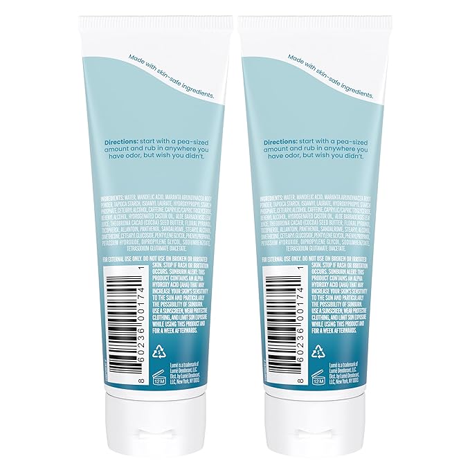 Lume Whole Body Deodorant - Invisible Cream Tube - 72 Hour Odor Control - Aluminum Free, Baking Soda Free, Skin Safe - 3.0 ounce (Pack of 2) (Unscented)