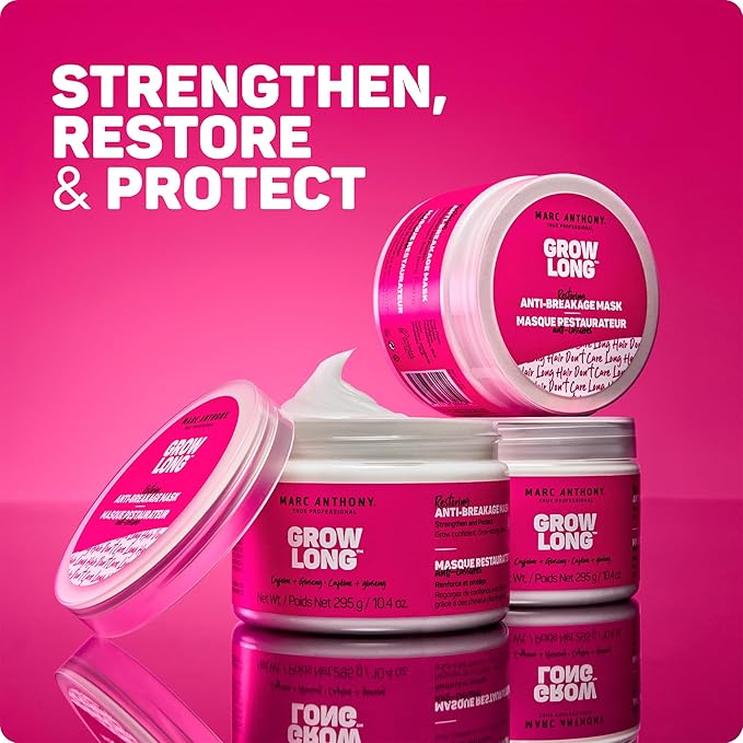 Marc Anthony Deep Conditioning Hair Mask for Dry & Damaged Hair, Grow Long Biotin - Argan Oil, Caffeine & Keratin Anti-Frizz Leave-In Repair Treatment For Split Ends & Breakage