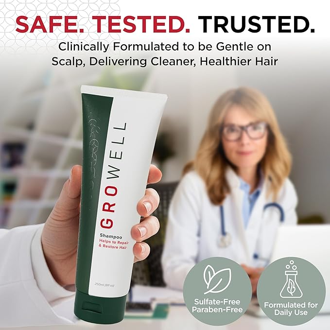 Apira Science Ultimate Hair Regrowth System for Men – GroWell FDA‑Cleared Red Light Therapy Laser Cap with 4‑Month Growth Kit Including Shampoo, Conditioner & Supplements for Denser, Fuller Hair