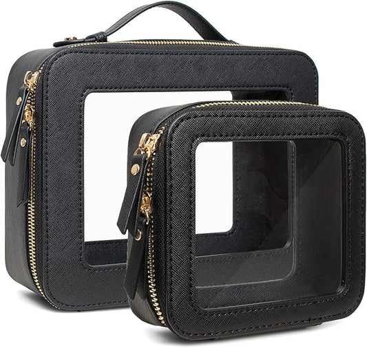 Travel Clear Makeup Bag Set, TSA Approved Cosmetic Bag Case with Zipper Portable Makeup Pouch Toiletry Bag Traveling Cosmetic Organizer Storage Bag Car Organizer Car Essentials