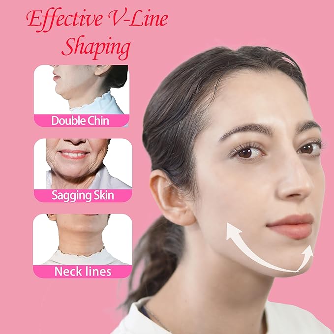 V Line Lifting Mask Chin Strap for Sleeping, Face Lifting Strap, Chin Strap, V Line Mask, Jawline Shaper, Jaw Strap, Double Chin Reducer,Face Lift Tape & Snoring Solution (Black-)