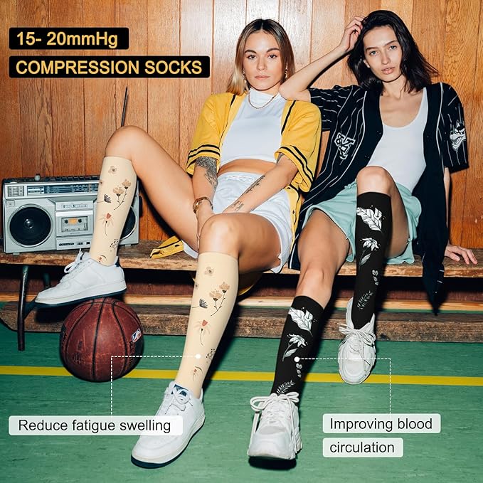 Iseasoo 4 Pairs Compression Socks for Women Circulation-Best Support for Nurses,Running,Athletic,Travel