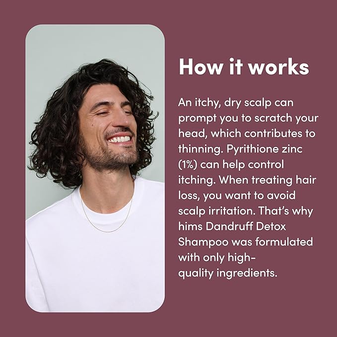 hims Dandruff Detox Shampoo - Pyrithione Zinc, Argan Oil, & Avocado Oil Formula - Dandruff Shampoo for Flaky & Itchy Scalp - Sulfate-Free, Paraben-Free - Evergreen Mint Scent - 6.4 Fl Oz, 2 Pack