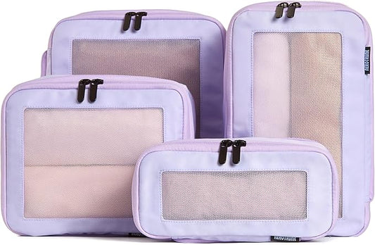 Aerotrunk Compression Packing Cubes for Travel - Luggage Organizer Bags - Double Zipper Packing Cubes for Suitcases (4-Pack, Purple)