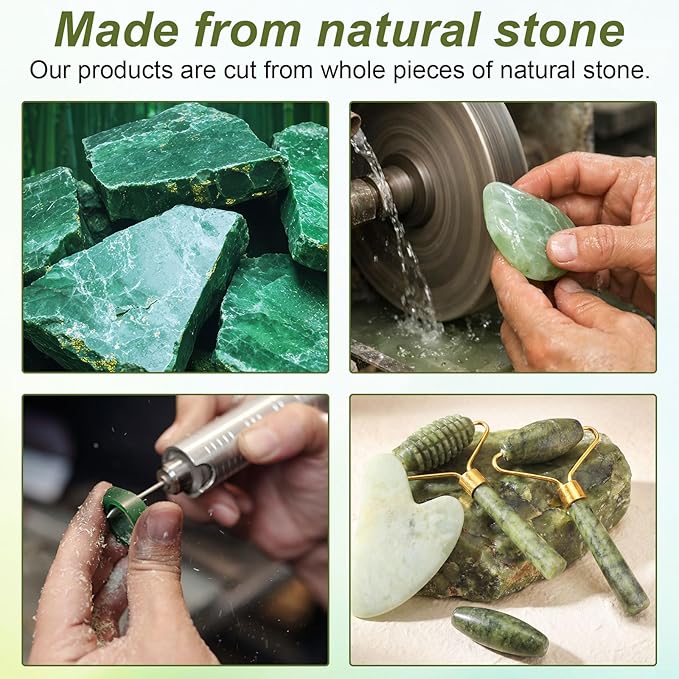 Sliner 10 Pcs Gua Sha Facial Tools Set Jade Eye Mask Scalp Hair Comb Spiked Roller Jade Stone Eye Mask Gua Sha Board White Facial Cooling Set for Spa Relax Alleviate Puffiness Esthetician Supplies