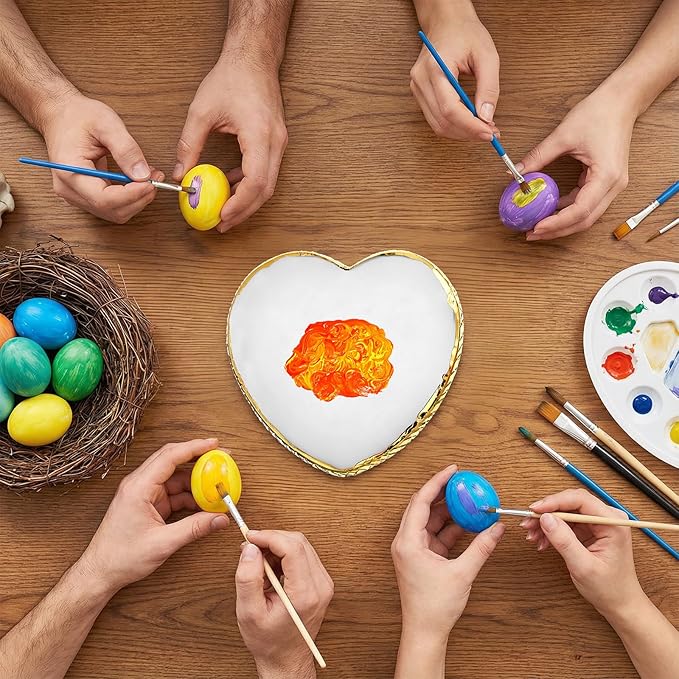 Resin Nail Art Palette, 2 Pcs Heart Shaped Nail Polish Palette Makeup Mixing Palette with Gold Edge for DIY Nail Art Design, Display (Purple, White)