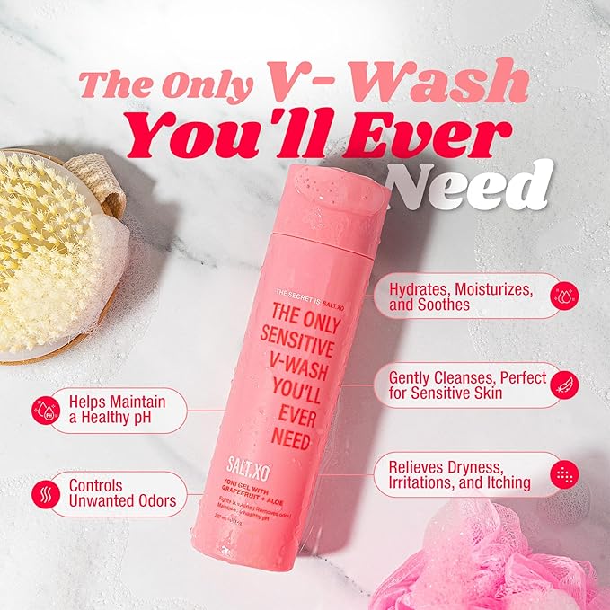 salt.xo Grapefruit Sensitive Yoni Gel Wash, Intimate Care Gel for Women, Intimate Care Gel for Women, pH Balance V Wash Cruelty-Free, Feminine Hygiene Products (8 Fl Oz)