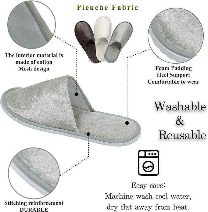 6-10 Pairs Spa Slippers, Non Slip Disposable Slippers For Guest, Washable Reusable, Which Can Be Used As Women Men, House, Indoor, Bathroom, Bedroom, Hotel, Bride Slippers
