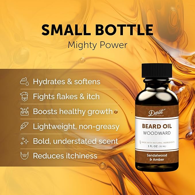 Detroit Grooming Beard Oil | Hydrating & Nourishing Formula • Woodward Scent (1 oz)
