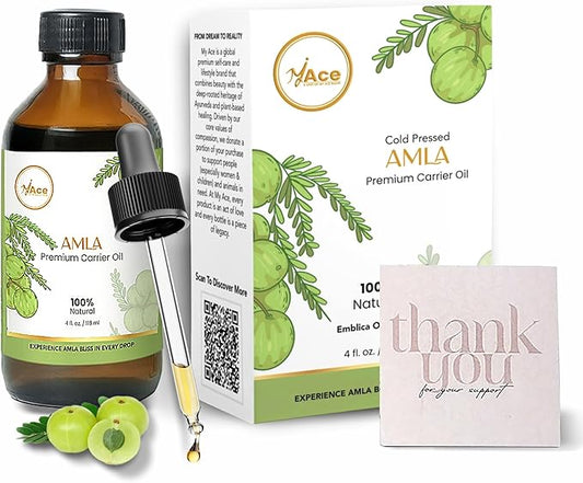My Ace Amla Carrier Oil | 100% Pure Cold Pressed Unrefined Oil for Hair Growth, Scalp & Skin Care, Face Moisturizer, Body Massage & Aromatherapy – 4 fl oz