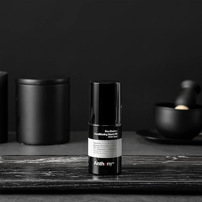 Anthony Pre-Shave and Conditioning Beard Oil, 2 Fl Oz, Contains Rosemary, Basil, Olive and Calendula Oils, Hydrates, Softens, Nourishes, and Conditions Skin