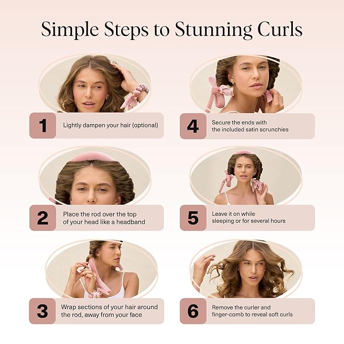 Kitsch Velvet Heatless Curling Set – Hair Curler to Sleep In for Heatless Curls Overnight - Heatless Hair Curler for Women – No Heat Damage Hair Styling Tool with 2 Velvet Scrunchies – Terracotta