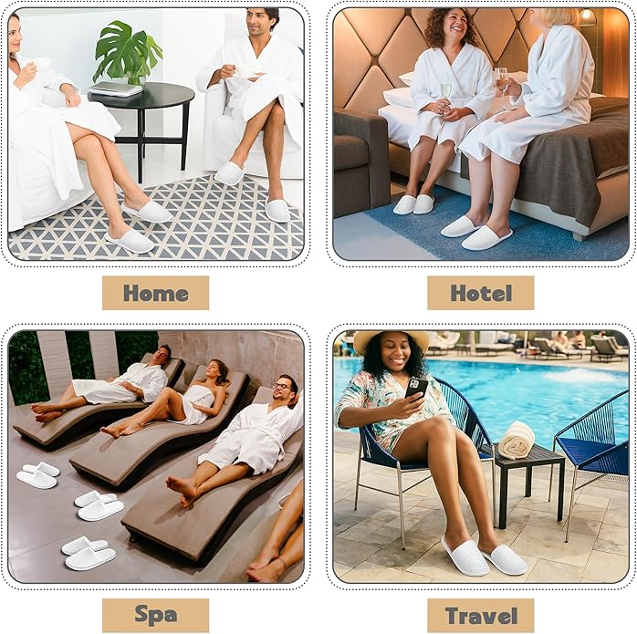 12-20 Pairs Disposable Slippers for Guest, Non Slip Disposable Slippers for Women and Men, Breathable House Slippers Indoor Outdoor for Hotel Essentials Shoeless Home Spa Travel