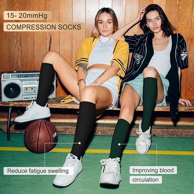 Iseasoo 4 Pairs Compression Socks for Women Circulation-Best Support for Nurses,Running,Athletic,Travel