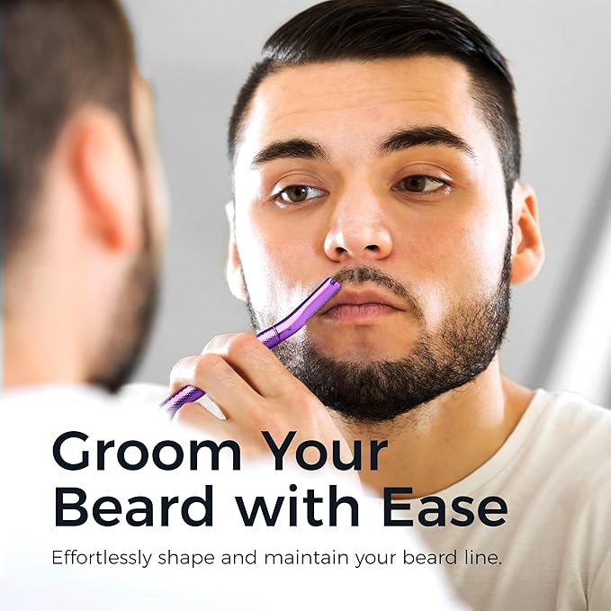 ZOMCHI Eyebrow Razor, Face Razors for Women&Men, Eyebrow Trimmer Shaper with Precision Cover, Facial Shaver with 6 Blades (Purple)