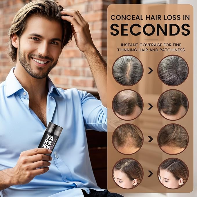 Hair Fibers for Thinning Hair or Fill In Fine, Hair Building Fibers (28g) for Women & Men, Hair Powder for Instantly Thicker, Fuller Looking - LIGHT BROWN